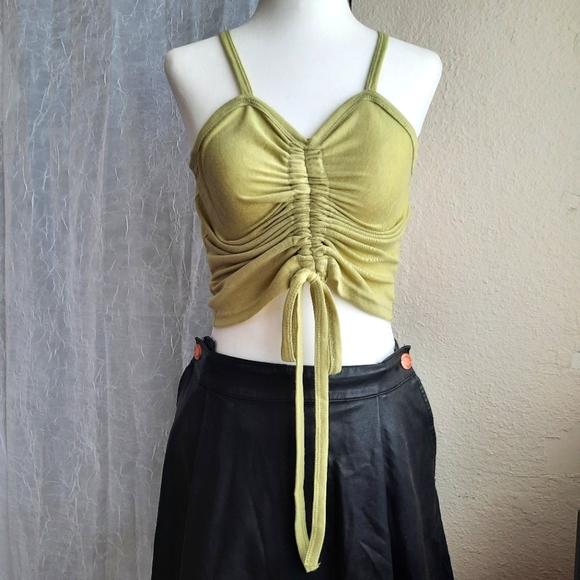 Dazy Adjustable Rouched Drawstring Tank Sage Green - Picture 2 of 14